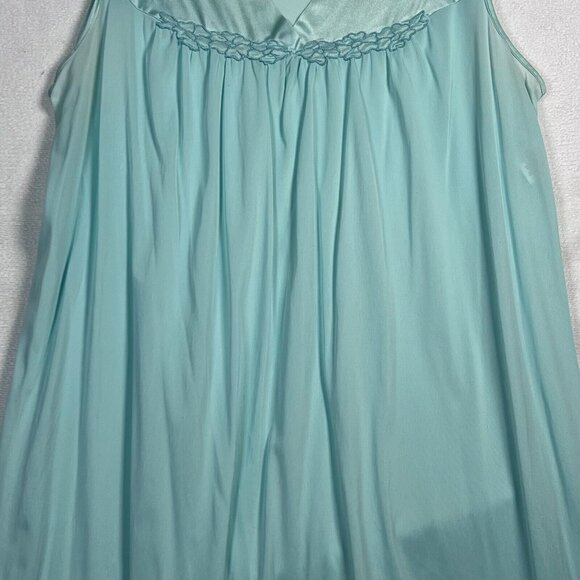 Vintage Vanity Fair Nightie Blue Sleeveless Nylon Nightgown LG USA - Picture 3 of 14